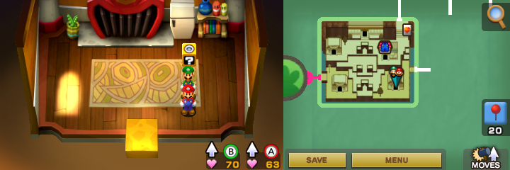 Fifteenth block in Beanbean Castle of Mario & Luigi: Superstar Saga + Bowser's Minions.