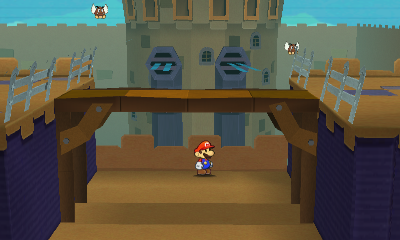 First two paperization spots in Goomba Fortress of Paper Mario: Sticker Star.