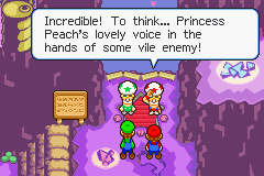 The Starshade Bros. talking to Mario and Luigi about the theft of Princess Peach's voice.