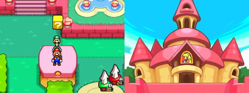 Second block in Peach's Castle of Mario & Luigi: Bowser's Inside Story.