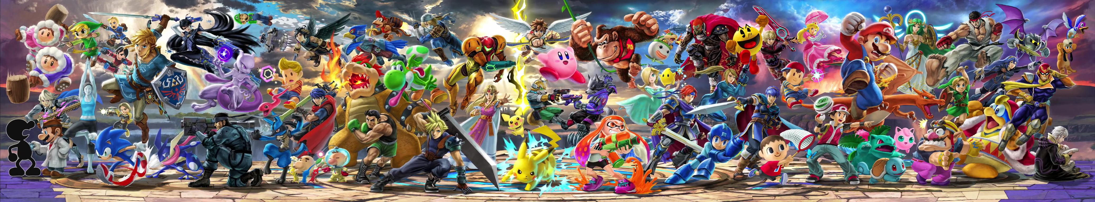 First version, with every fighter from the previous games and Inkling (June 12, 2018)