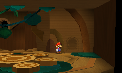 First paperization spot in Wiggler's Tree House of Paper Mario: Sticker Star.