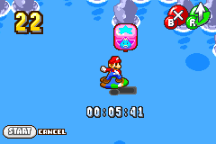 Screenshot of the surfing minigame in Mario & Luigi: Superstar Saga