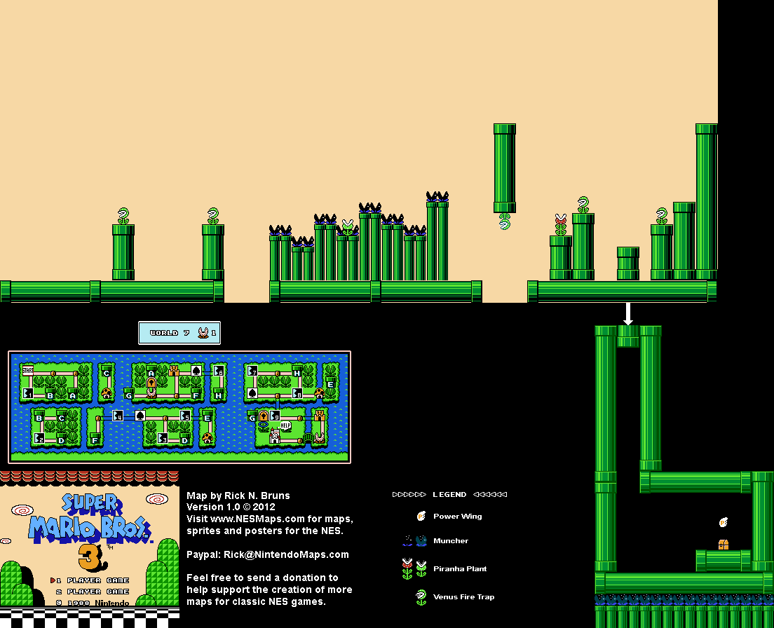 Map of World 7-Piranha Plant 1 of Super Mario Bros. 3