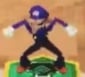 A screenshot of Waluigi's animation used when losing coins in Mario Party DS.
