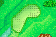 The green from Hole 3 of the Mushroom Course from Mario Golf: Advance Tour