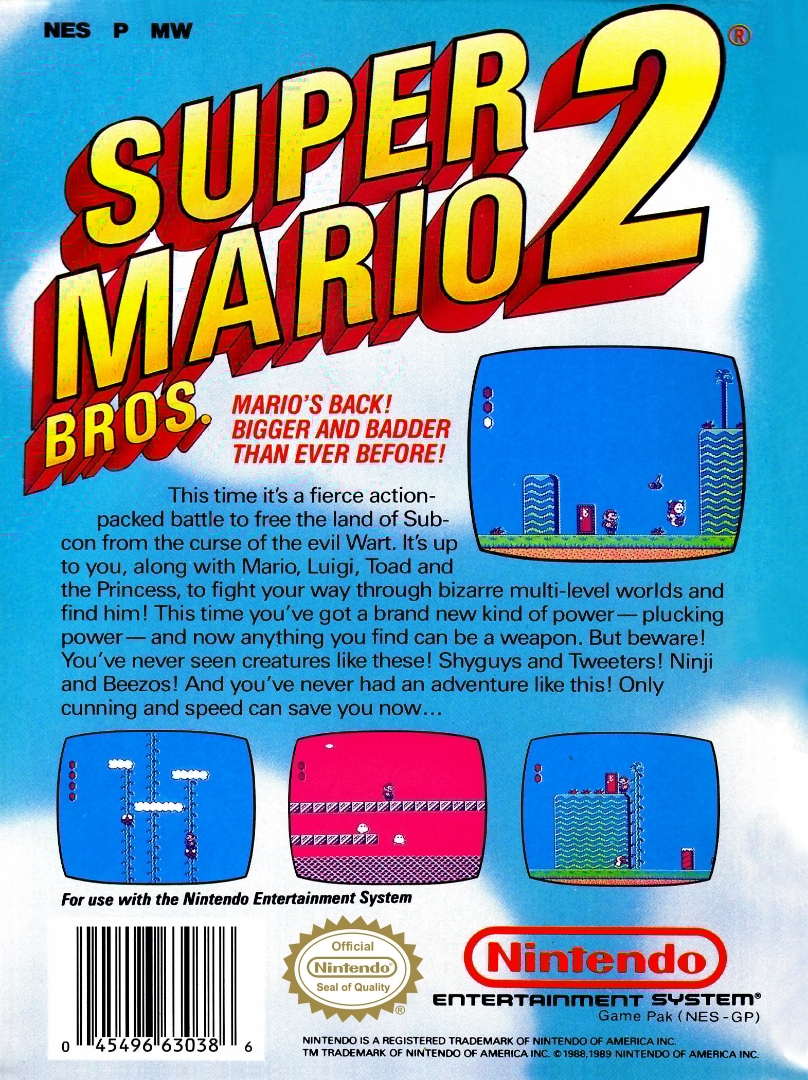 Super Mario Bros. 2 back cover