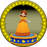 A figure with Princess Daisy on it.