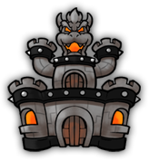 An artwork of the giant boss in the gauntlet before fighting it. In this case, it's Bowser's Castle.