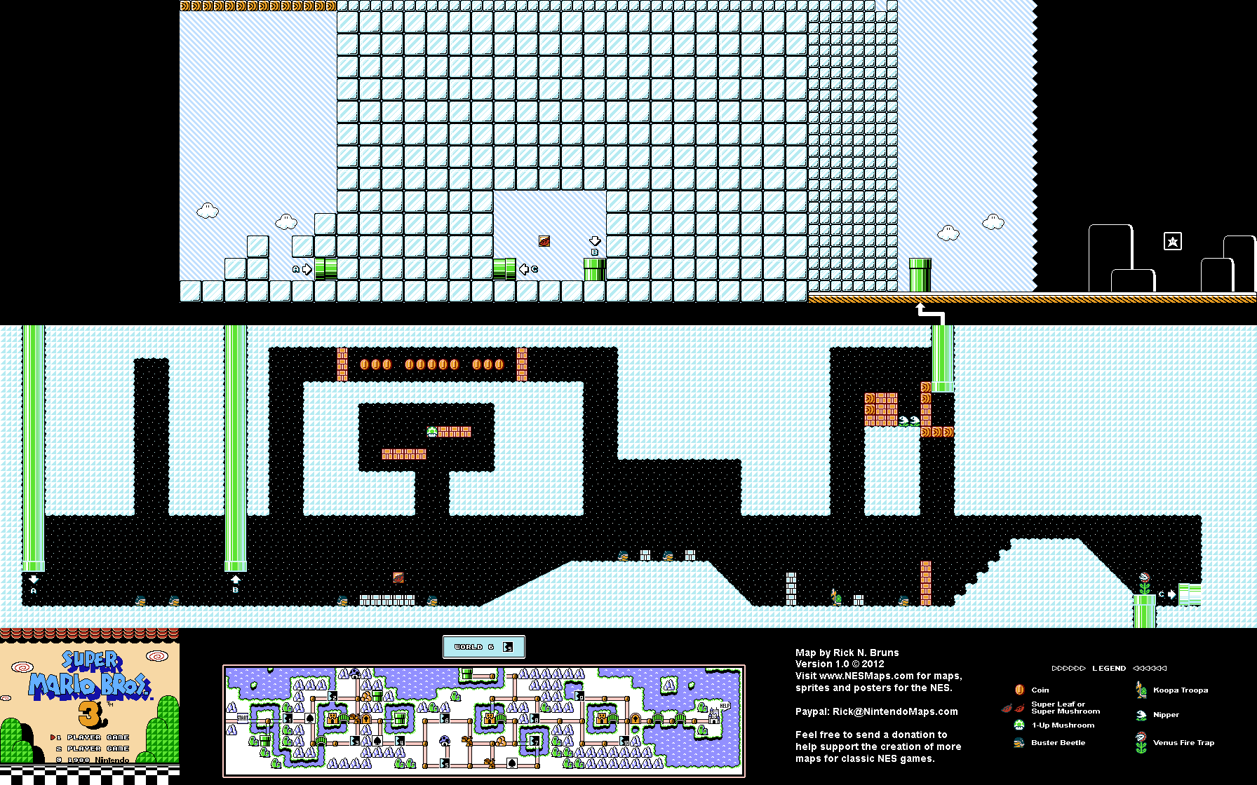 Map of World 6-5 of Super Mario Bros. 3