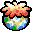 Sprite of a <span class="explain" title="The name of this subject is conjectural and has not been officially confirmed.">bobbing rock</span> in Super Mario World 2: Yoshi's Island