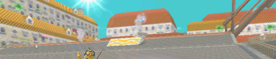 The course banner for Delfino Pier from Mario Kart Wii.