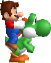 File:NSMBW Mario Riding Yoshi Render.png