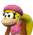 A side view of Dixie Kong, from Mario Super Sluggers.