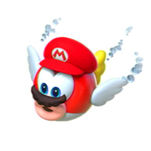 File:NSO SMO March 2022 Week 5 - Character - Mario-captured Cheep Cheep.png