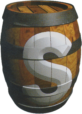 Artwork of a Switch Barrel on the barrel setting from Donkey Kong Country 3: Dixie Kong's Double Trouble!