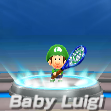 Baby Luigi in tennis from Mario Sports Superstars.