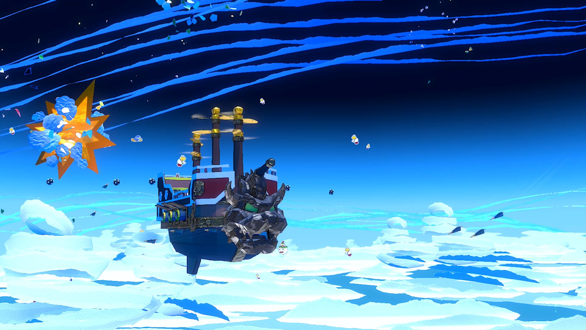 Bowser's Airship battling Paper Planes