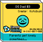 The shelf sprite of one of Mona's favorite artist comics: DS Dad #3 in the game WarioWare: D.I.Y..
