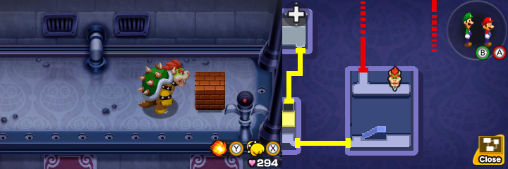 Block 47 in Peach's Castle of Mario & Luigi: Bowser's Inside Story + Bowser Jr.'s Journey.