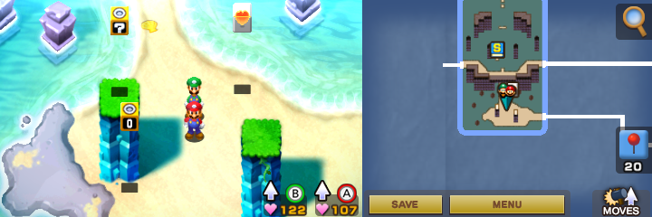 Eleventh and twelfth blocks in Gwarhar Lagoon of Mario & Luigi: Superstar Saga + Bowser's Minions.