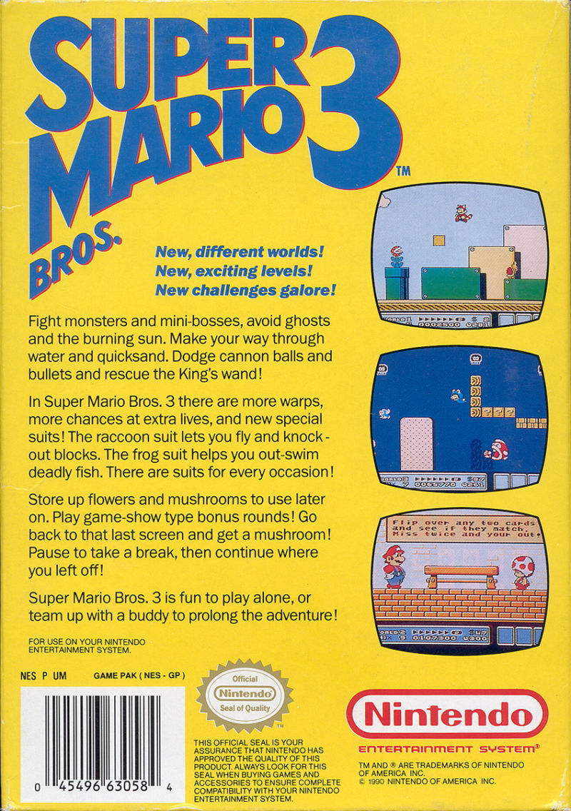 Super Mario Bros. 3 rear box cover