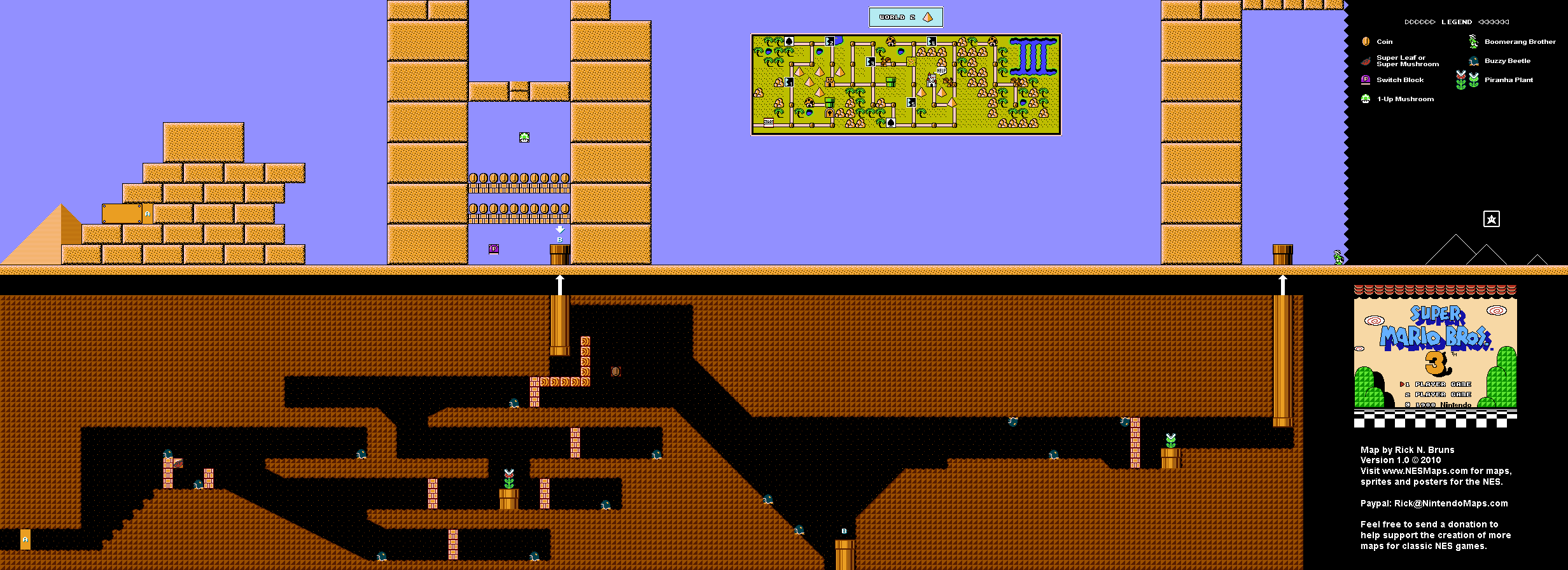 Map of World 2-Pyramid of Super Mario Bros. 3