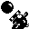 Sprite of a black Bomubomu from Super Mario Land 2: 6 Golden Coins. These ones appear exclusively in Final Bosses: Three Mean Pigs!