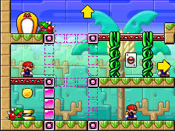 A screenshot of Room 8-2 from Mario vs. Donkey Kong 2: March of the Minis.