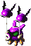 Battle idle animation of an Octovader from Super Mario RPG: Legend of the Seven Stars