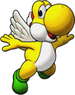 Sprite of Yellow Winged Yoshi's team image, from Puzzle & Dragons: Super Mario Bros. Edition.
