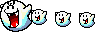 Sprite of a Big Boo with a train of normal Boos in Super Mario World 2: Yoshi's Island