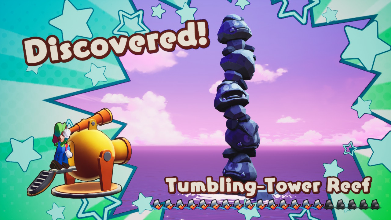 The Tumbling-Tower Reef in Mario & Luigi: Brothership, resembling a Goomba Tower.