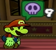 Mario under the effects of the Poison status ailment in Paper Mario: The Thousand-Year Door.