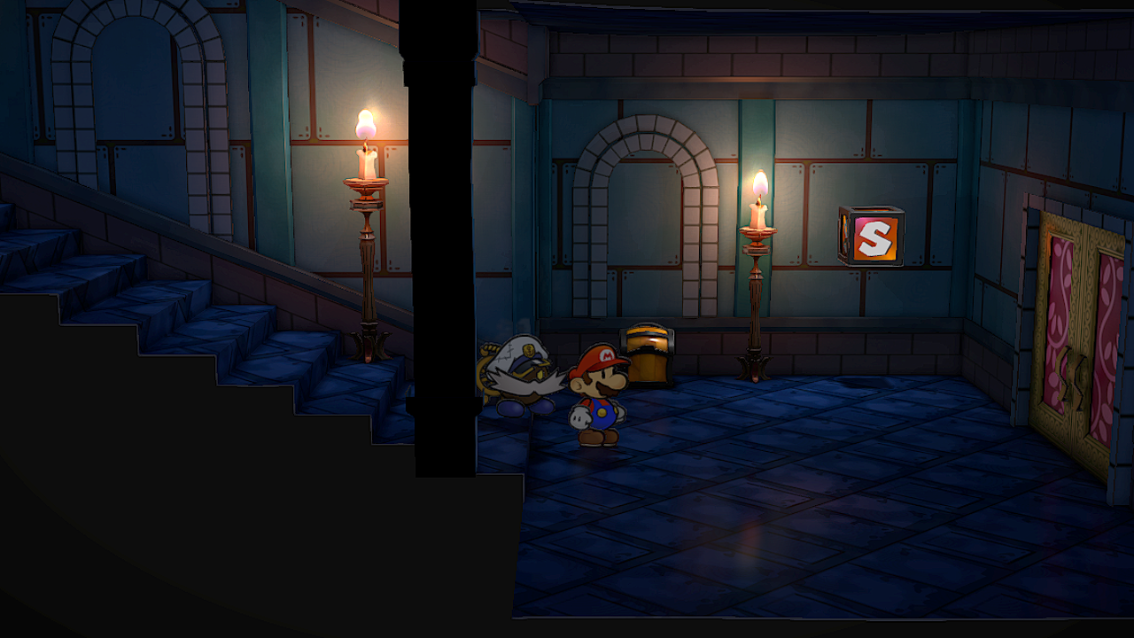 Last treasure chest in the Palace of Shadow in the remake of Paper Mario: The Thousand-Year Door for the Nintendo Switch.