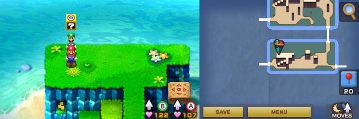 Tenth block in Gwarhar Lagoon of Mario & Luigi: Superstar Saga + Bowser's Minions.