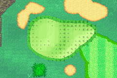 The green from Hole 7 of the Mushroom Course from Mario Golf: Advance Tour