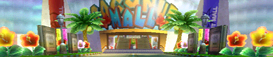 The course banner for Coconut Mall from Mario Kart Wii.