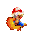 Mario falling, burning, and then landing.