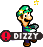Luigi under the "Dizzy" status ailment.