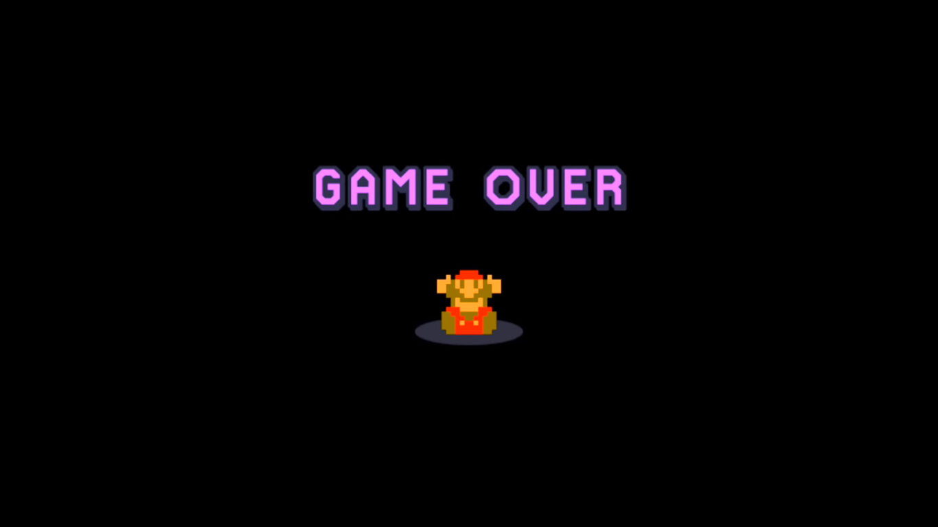 The screen received whenever all lives are lost in the 10 Mario or 100 Mario Challenge in Super Mario Maker.