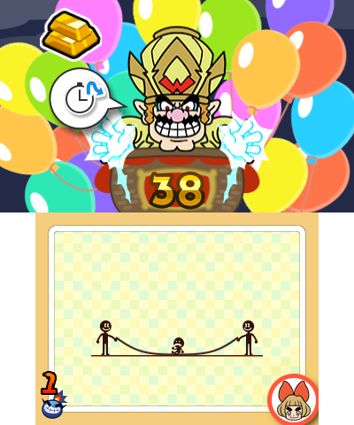 Screenshot of Wario Interrupts from WarioWare Gold