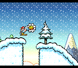 Light Blue Yoshi and Baby Mario ski down a mountain in Danger - Icy Conditions Ahead