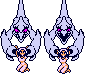 Two sprites of the ghost boss holding Captain Syrup (Game Boy Color version).