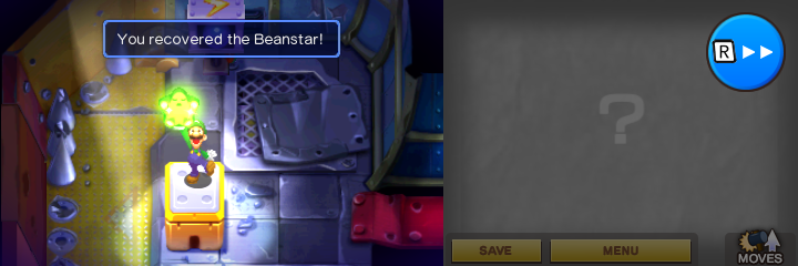 Luigi recovering the Beanstar in Koopa Cruiser of Mario & Luigi: Superstar Saga + Bowser's Minions.