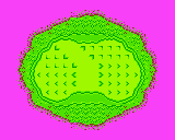 The green from Hole 6 of the Peach's Castle course from the Game Boy Color Mario Golf