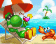 The course icon, depicting Yoshi relaxing on the beach