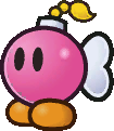 An unused image of Bombette, from Super Paper Mario.