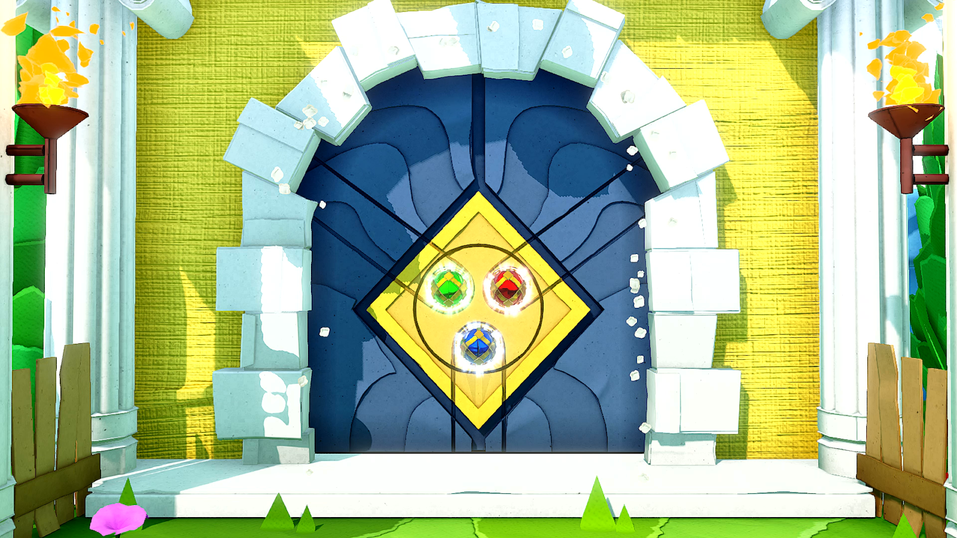 The door of Sea Tower reacting to the sacred orbs