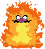 Sprite of Flaming Wario when covered in flames from Wario Land: Shake It!